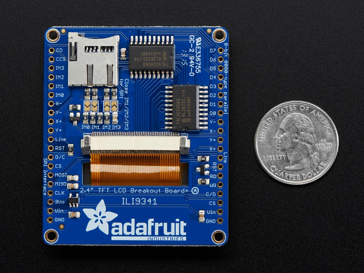 Adafruit 2.4" TFT LCD with Touchscreen Breakout w/MicroSD Socket (ILI9341) by Adafruit - The Pi Hut