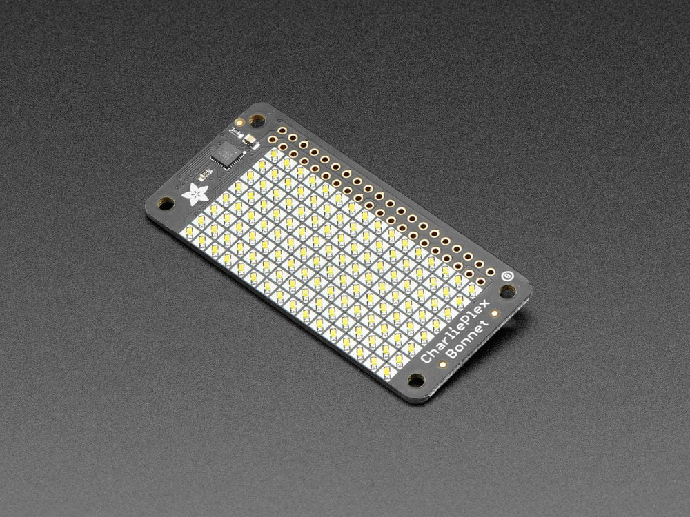 Adafruit CharliePlex LED Matrix Bonnet - 8x16 Cool White LEDs by Adafruit - The Pi Hut