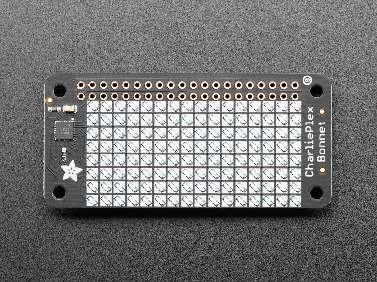 Adafruit CharliePlex LED Matrix Bonnet - 8x16 Green LEDs by Adafruit - The Pi Hut
