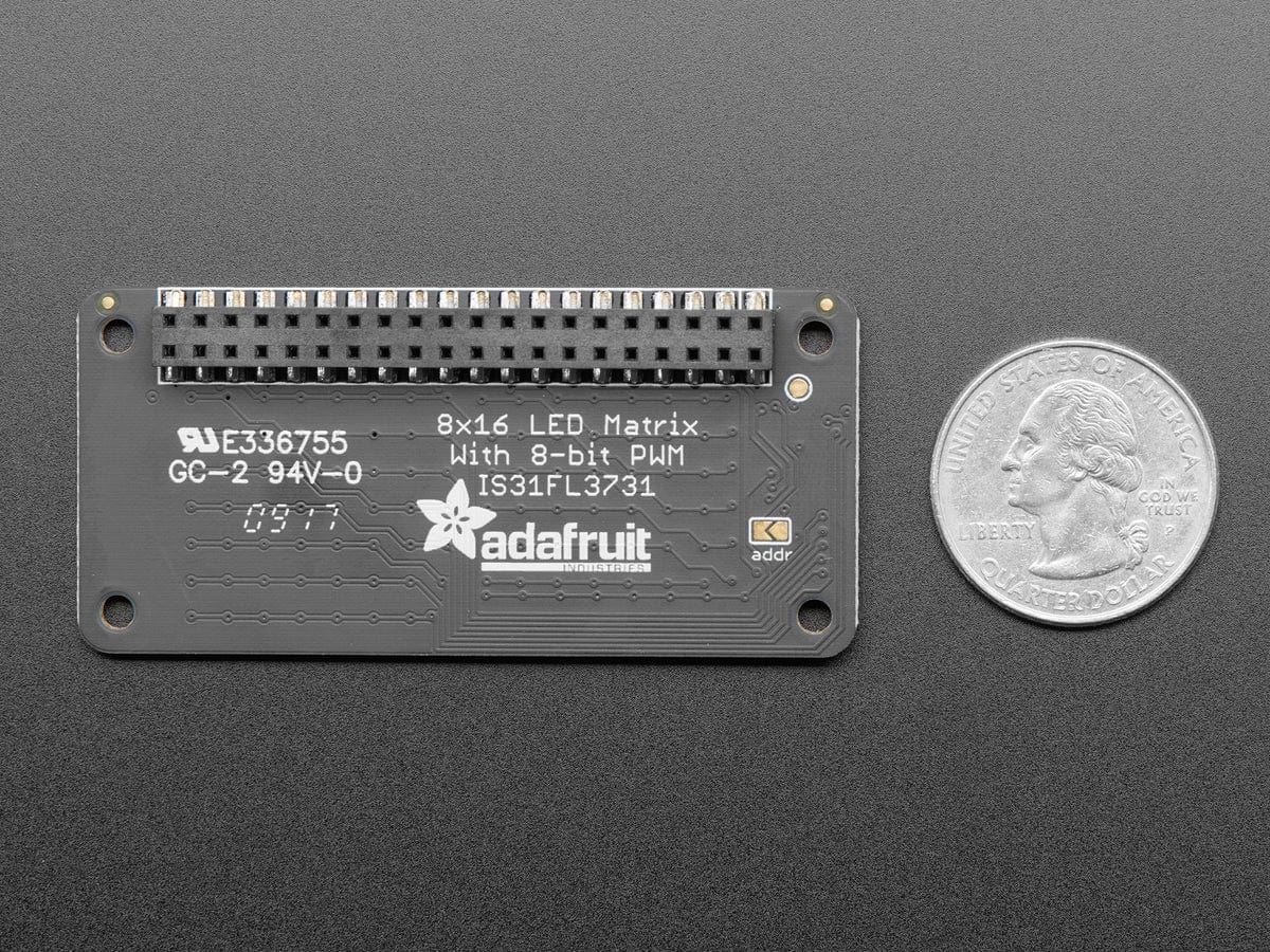 Adafruit CharliePlex LED Matrix Bonnet - 8x16 Green LEDs by Adafruit - The Pi Hut