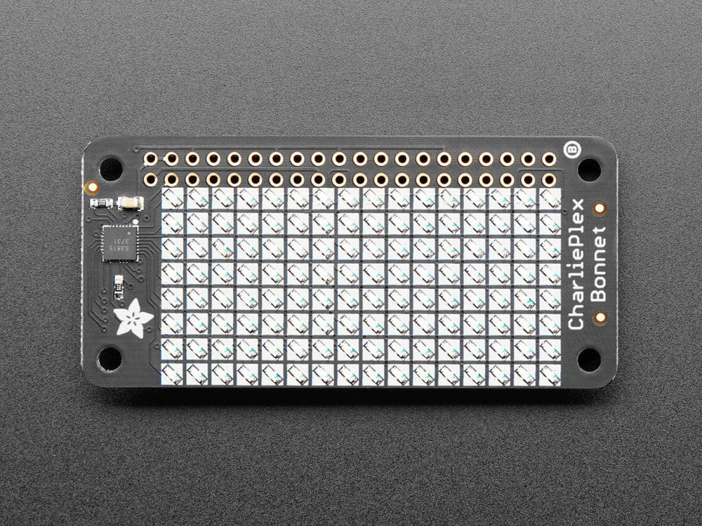 Adafruit CharliePlex LED Matrix Bonnet - 8x16 Yellow LEDs by Adafruit - The Pi Hut