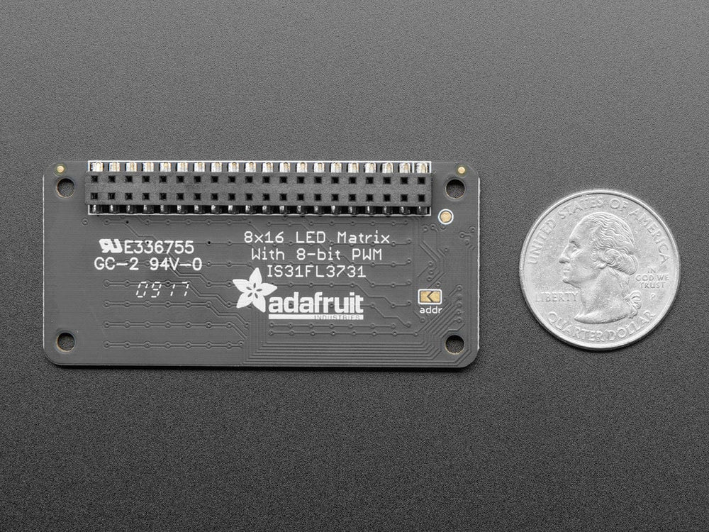 Adafruit CharliePlex LED Matrix Bonnet - 8x16 Yellow LEDs by Adafruit - The Pi Hut
