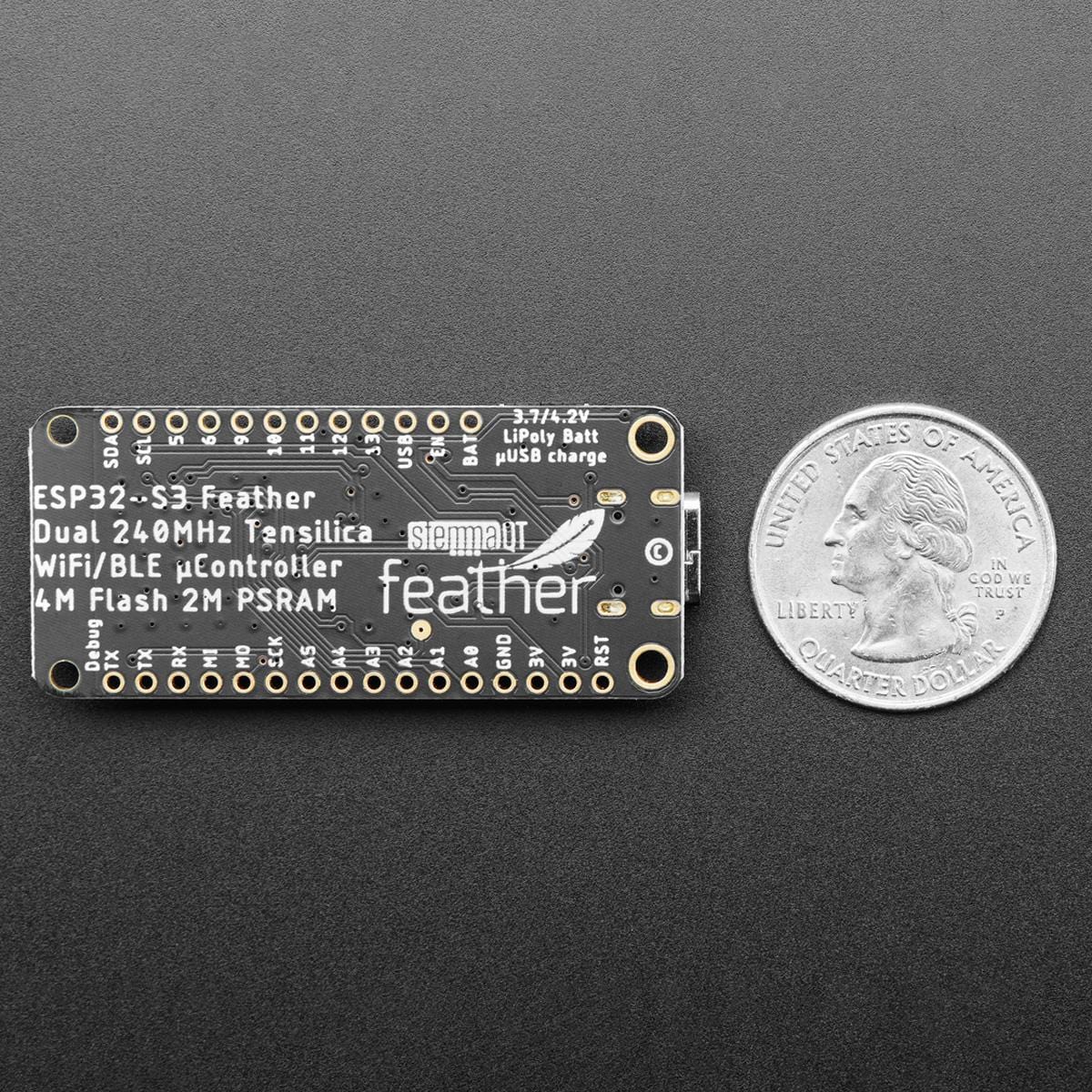Adafruit ESP32-S3 Feather with 4MB Flash 2MB PSRAM - STEMMA QT / Qwiic by Adafruit - The Pi Hut