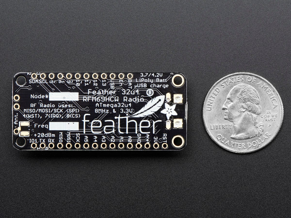 Adafruit Feather 32u4 RFM69HCW Packet Radio - 868 or 915 MHz (RadioFruit) by Adafruit - The Pi Hut