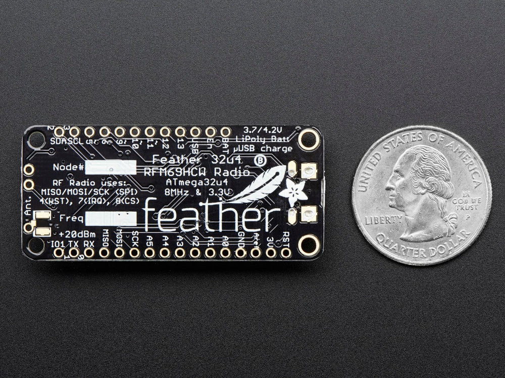 Adafruit Feather 32u4 RFM69HCW Packet Radio - 868 or 915 MHz (RadioFruit) by Adafruit - The Pi Hut