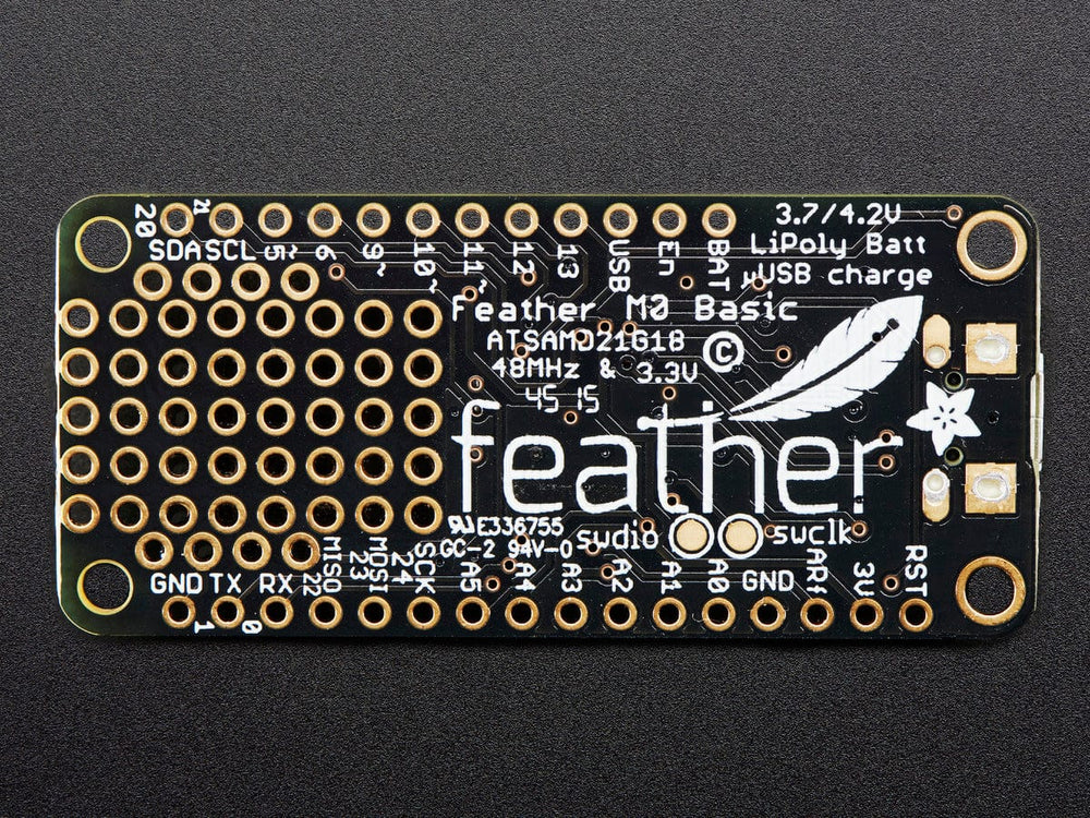 Adafruit Feather M0 Basic Proto - ATSAMD21 Cortex M0 by Adafruit - The Pi Hut