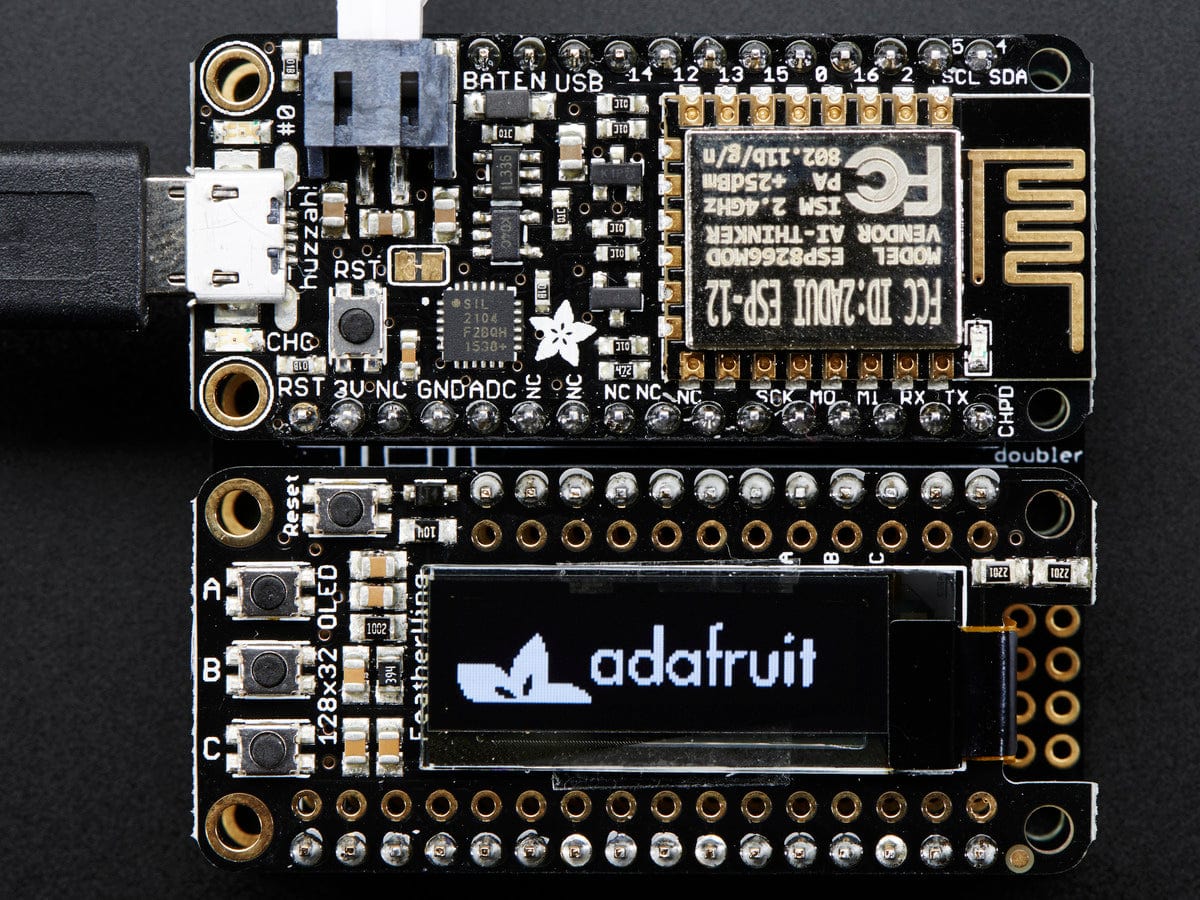 Adafruit FeatherWing OLED - 128x32 OLED Add-on For Feather by Adafruit - The Pi Hut