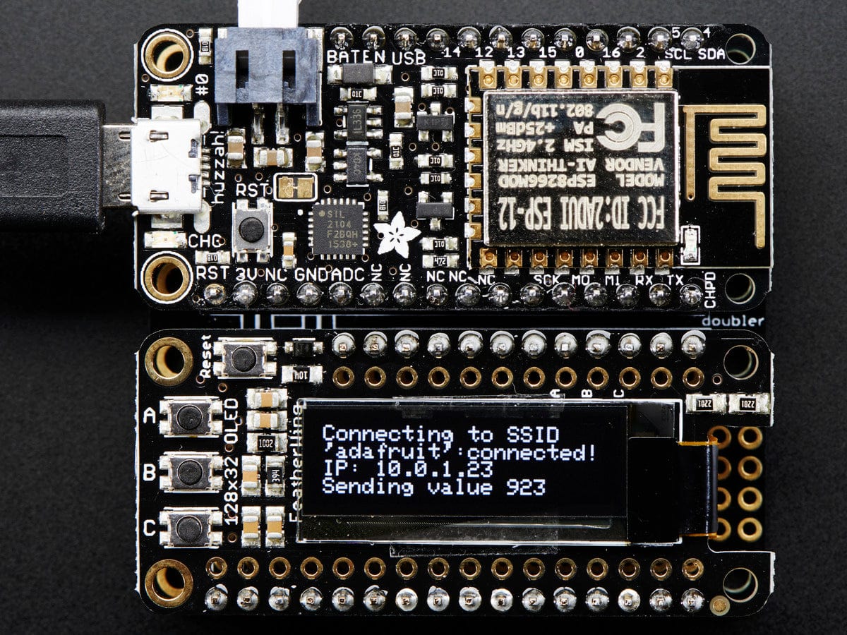 Adafruit FeatherWing OLED - 128x32 OLED Add-on For Feather by Adafruit - The Pi Hut