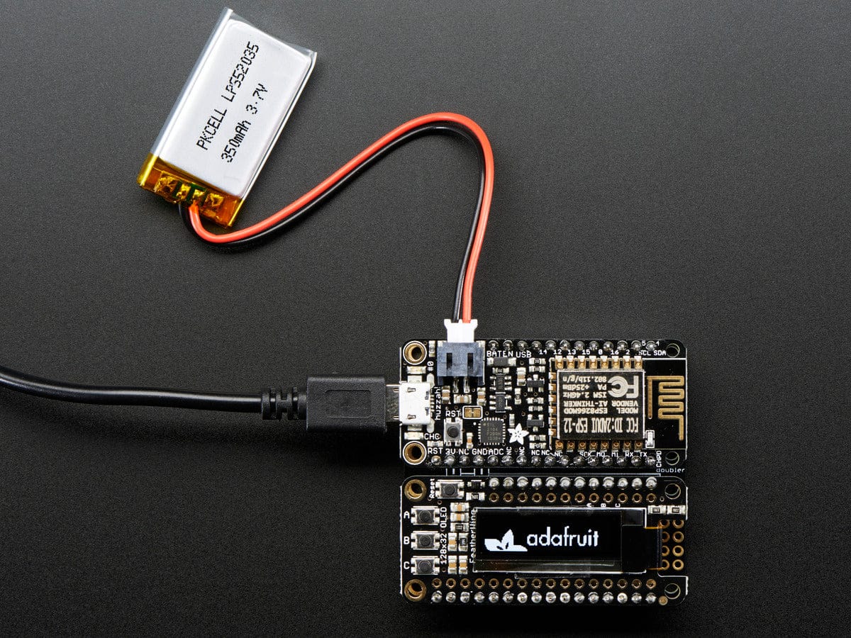 Adafruit FeatherWing OLED - 128x32 OLED Add-on For Feather by Adafruit - The Pi Hut
