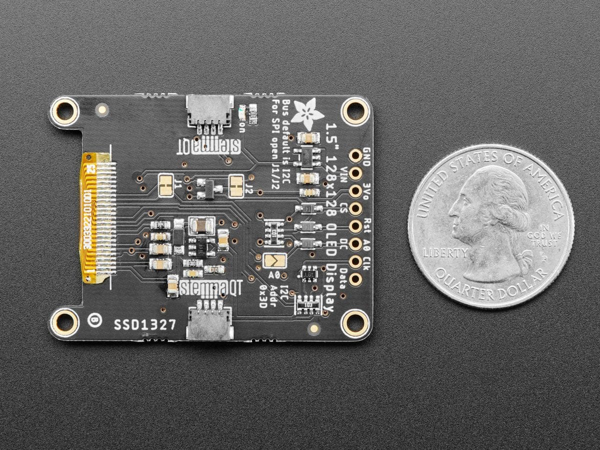 Adafruit Grayscale 1.5" 128x128 OLED Graphic Display (STEMMA QT / Qwiic) by Adafruit - The Pi Hut