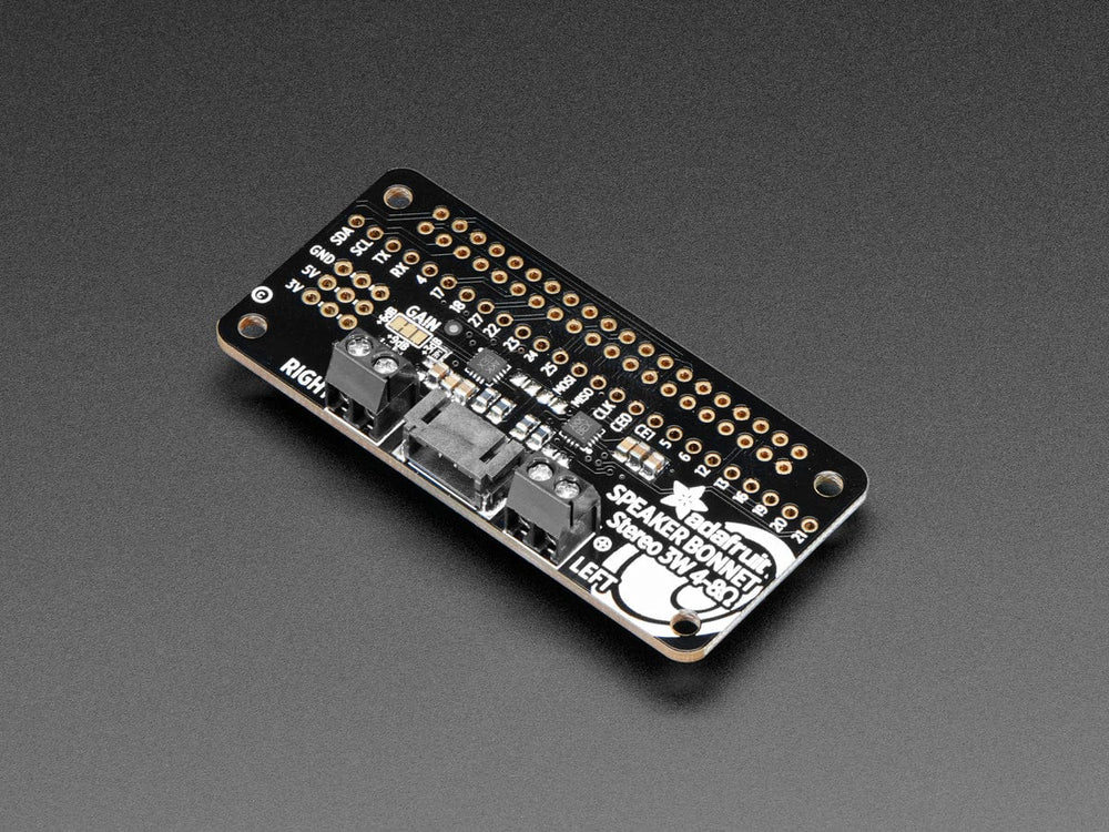 Adafruit I2S 3W Stereo Speaker Bonnet for Raspberry Pi (Mini Kit) by Adafruit - The Pi Hut