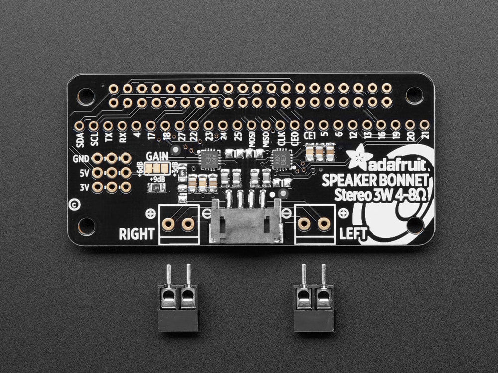 Adafruit I2S 3W Stereo Speaker Bonnet for Raspberry Pi (Mini Kit) by Adafruit - The Pi Hut