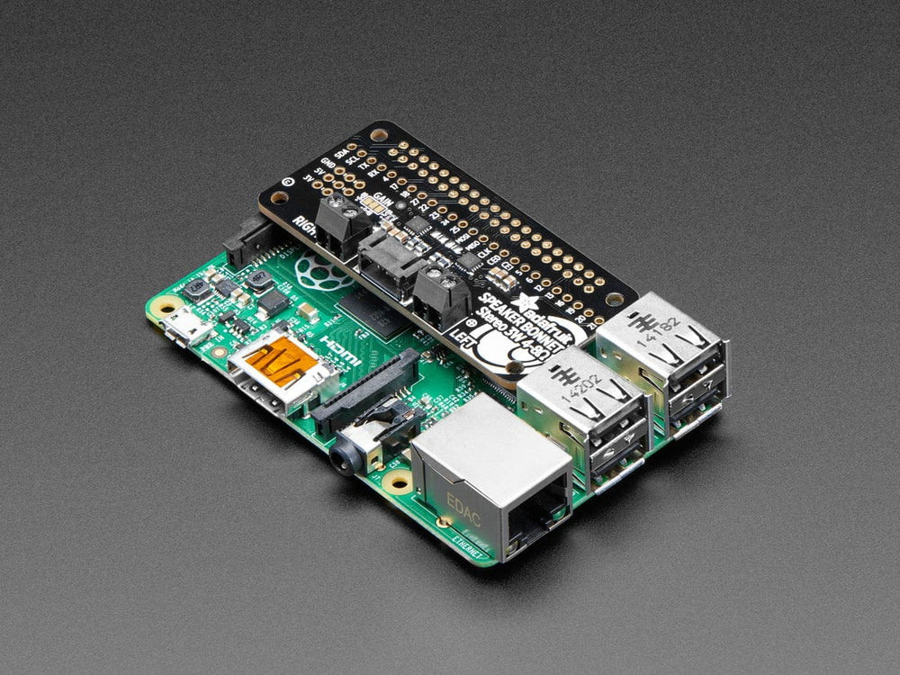 Adafruit I2S 3W Stereo Speaker Bonnet for Raspberry Pi (Mini Kit) by Adafruit - The Pi Hut