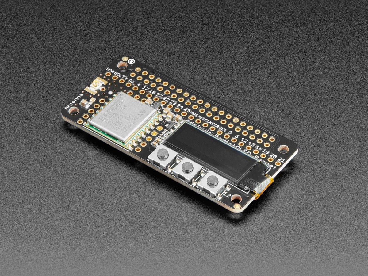 Adafruit LoRa Radio Bonnet with OLED - RFM95W @ 915MHz (RadioFruit) by Adafruit - The Pi Hut
