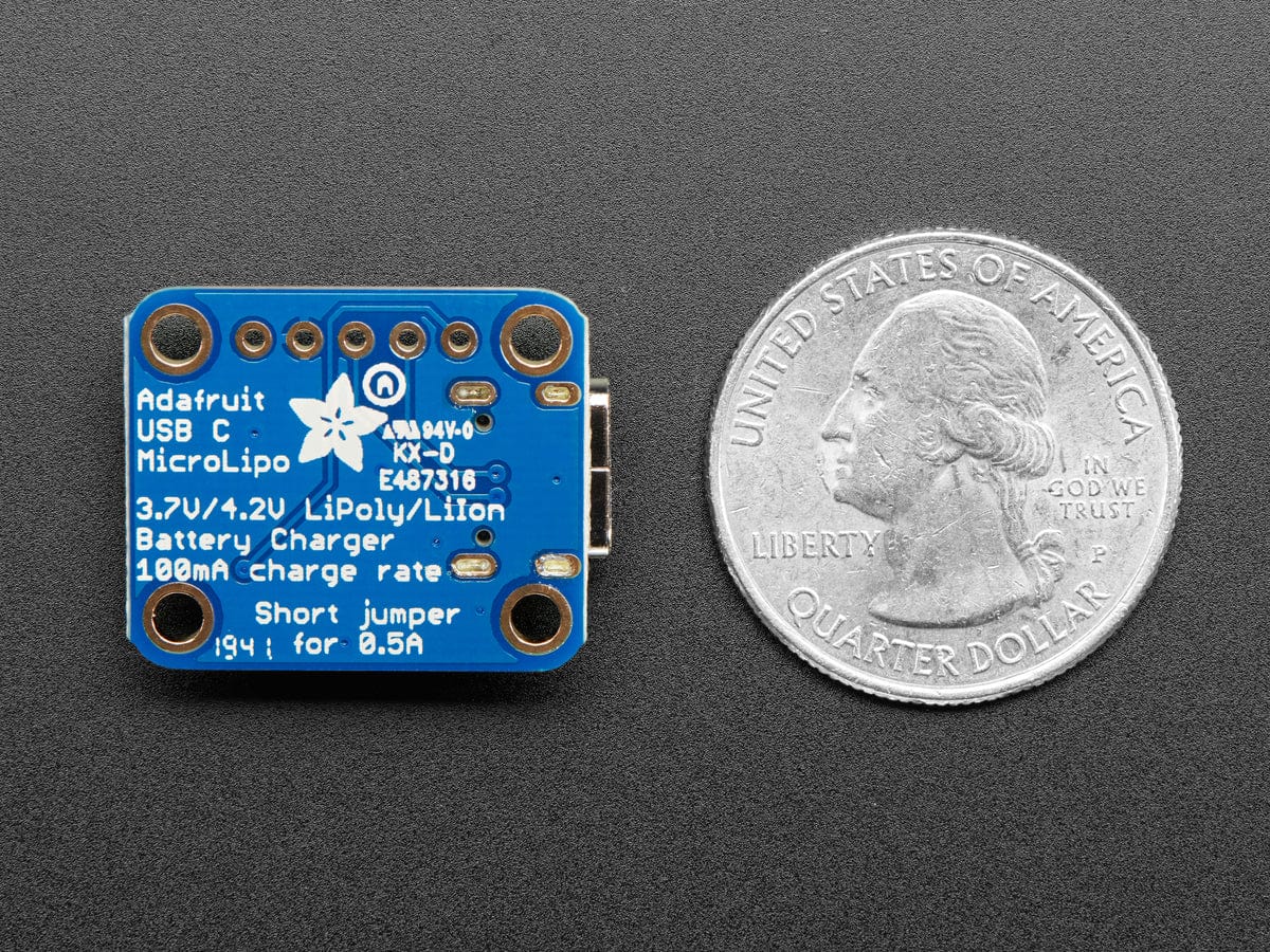 Adafruit Micro-Lipo Charger for LiPoly Batt with USB Type C Jack by Adafruit - The Pi Hut