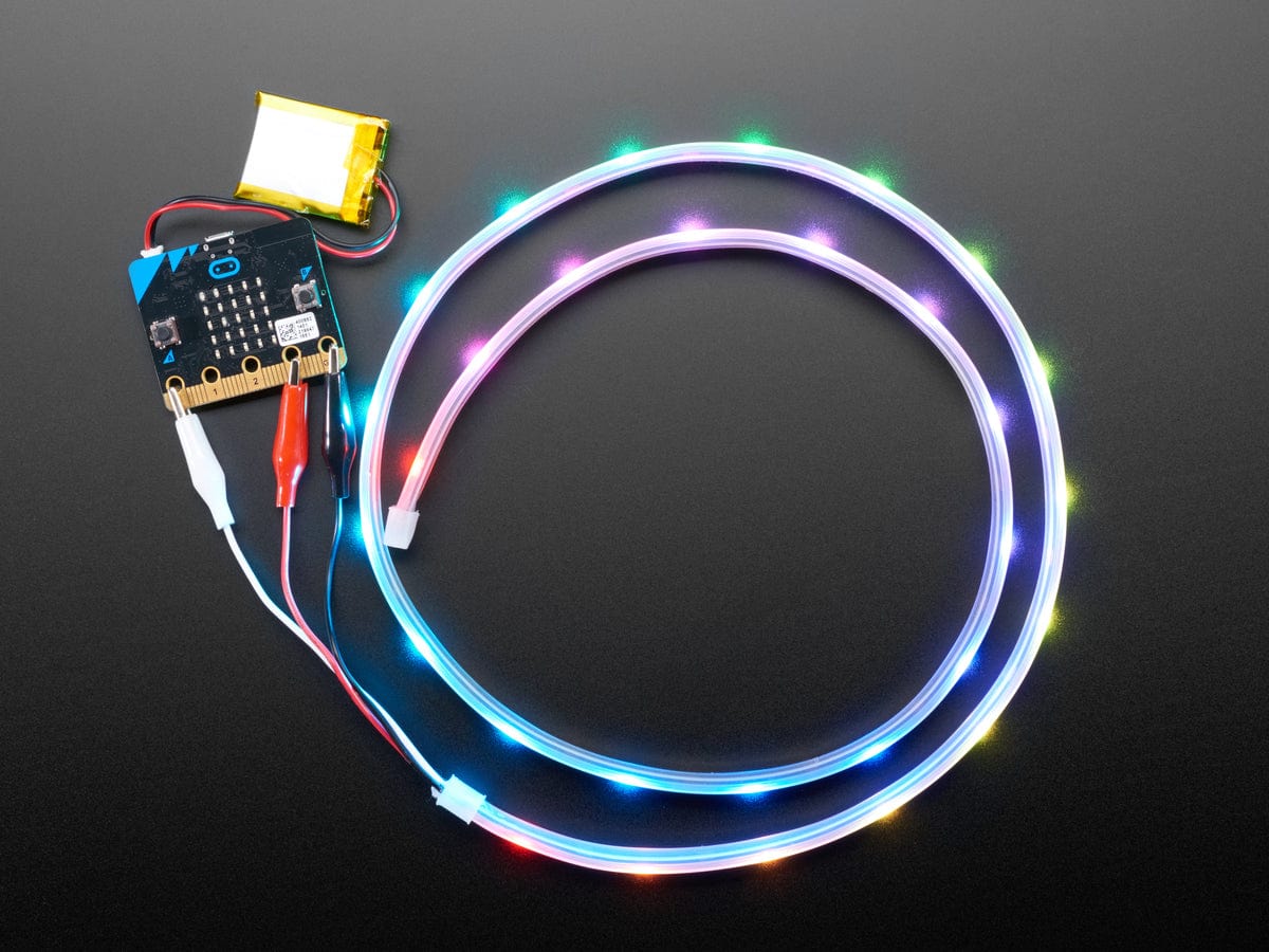 Adafruit NeoPixel LED Strip w/ Alligator Clips - 30 LEDs/meter (1 Meter - BLACK) by Adafruit - The Pi Hut