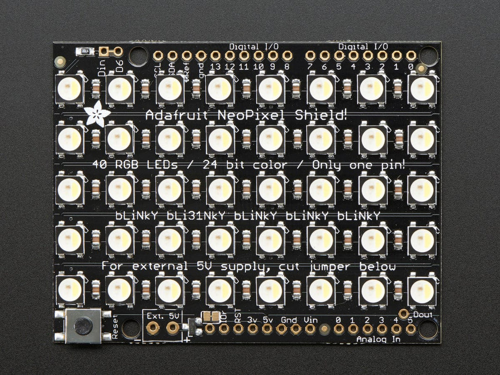 Adafruit NeoPixel Shield - 40 RGBW - Cool White (~6000K) by Adafruit - The Pi Hut