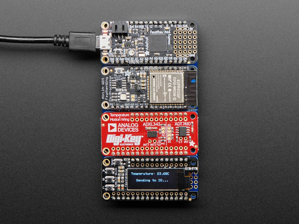 Adafruit Quad Side-By-Side FeatherWing Kit with Headers by Adafruit - The Pi Hut
