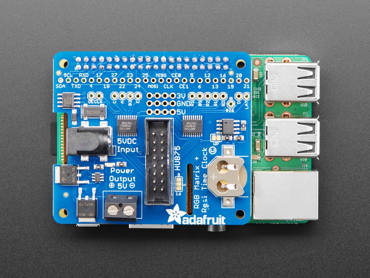 Adafruit RGB Matrix HAT + RTC for Raspberry Pi - Mini Kit by Adafruit - The Pi Hut
