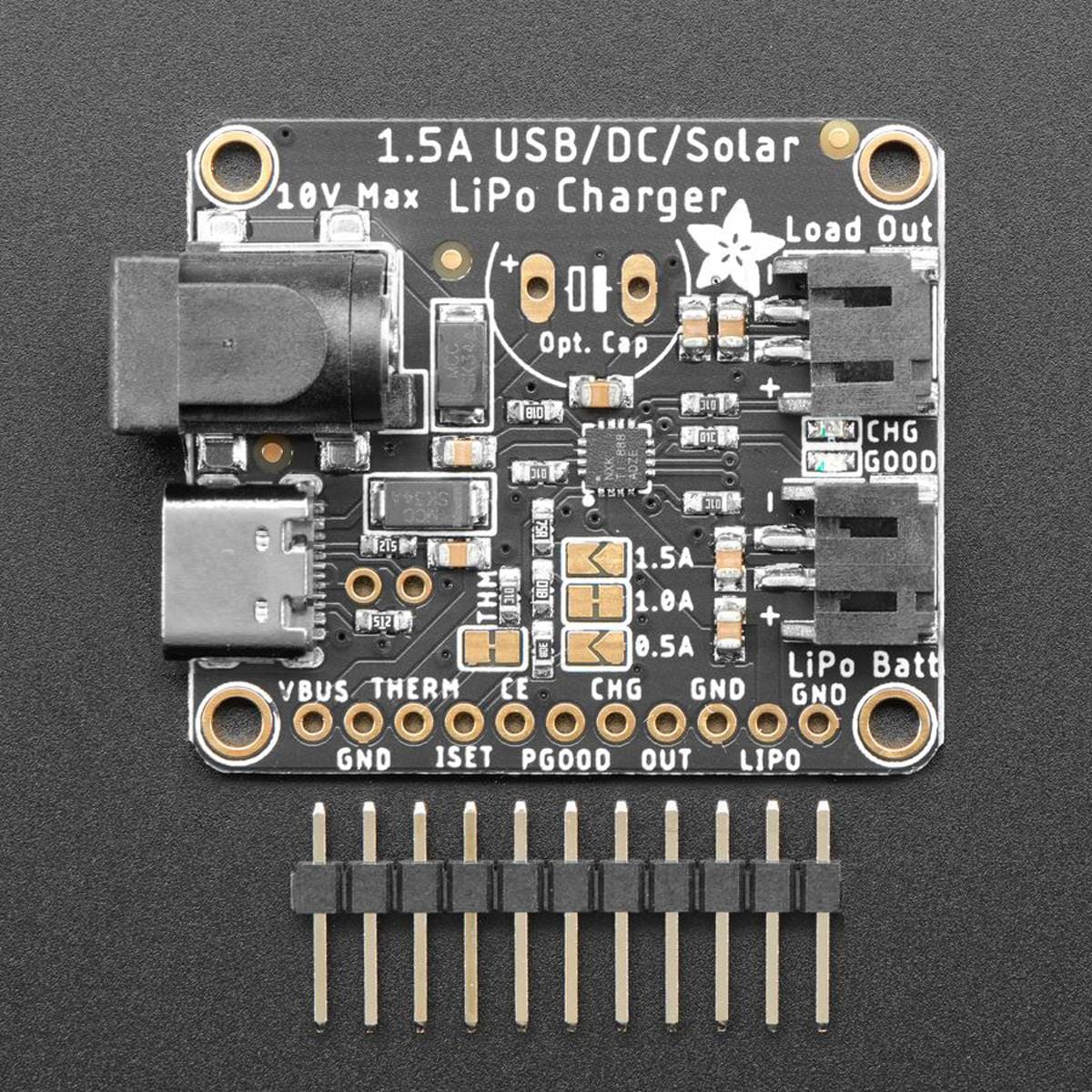 Adafruit Universal USB / DC / Solar Lithium Ion/Polymer Charger (bq24074) by Adafruit - The Pi Hut