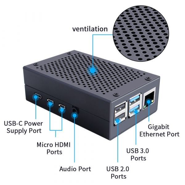 Aluminium Raspberry Pi 4 Case by The Pi Hut - The Pi Hut