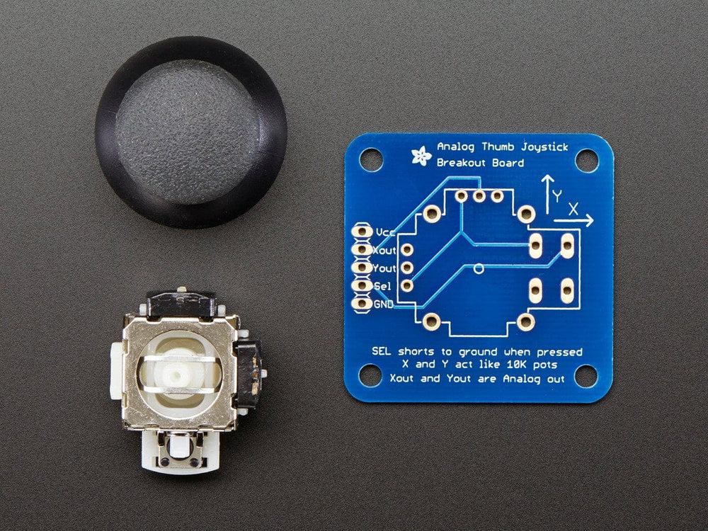 Analog 2-axis Thumb Joystick with Select Button + Breakout Board - The Pi Hut