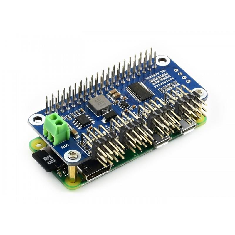 Angled 16-Channel Servo Driver HAT for Raspberry Pi (12-bit I2C) by Waveshare - The Pi Hut
