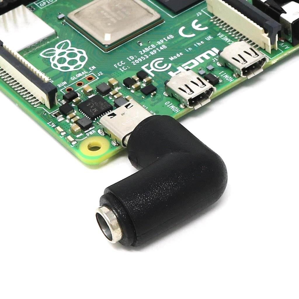 Angled USB-C to 2.1mm Barrel Jack Adapter by The Pi Hut - The Pi Hut