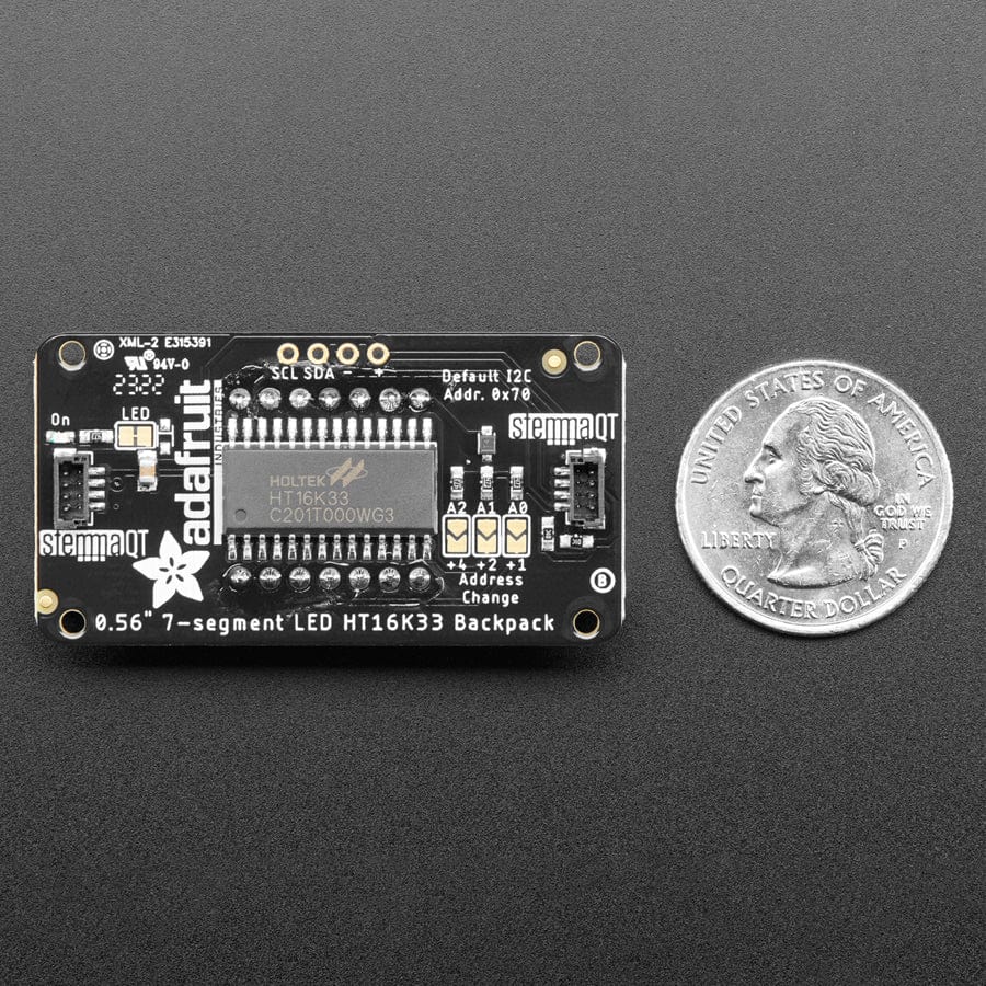 Assembled Adafruit 0.56" 4-Digit 7-Segment Display - w/ I2C Backpack QT - Blue by Adafruit - The Pi Hut