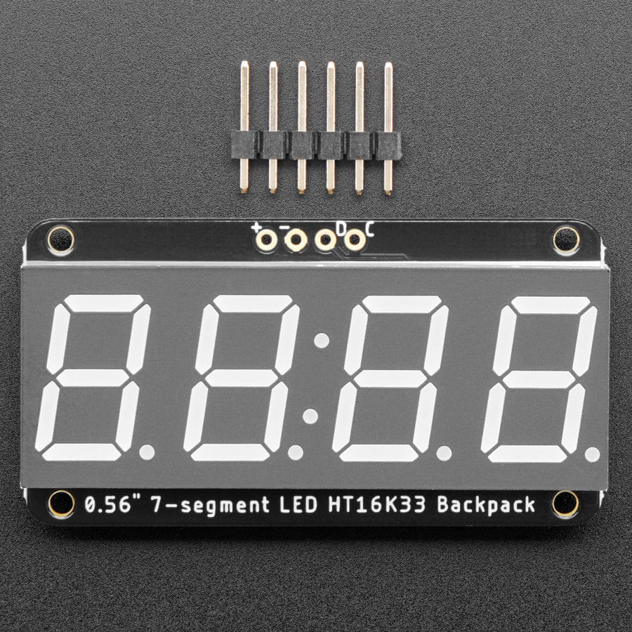 Assembled Adafruit 0.56" 4-Digit 7-Segment Display - w/ I2C Backpack QT - Green by Adafruit - The Pi Hut