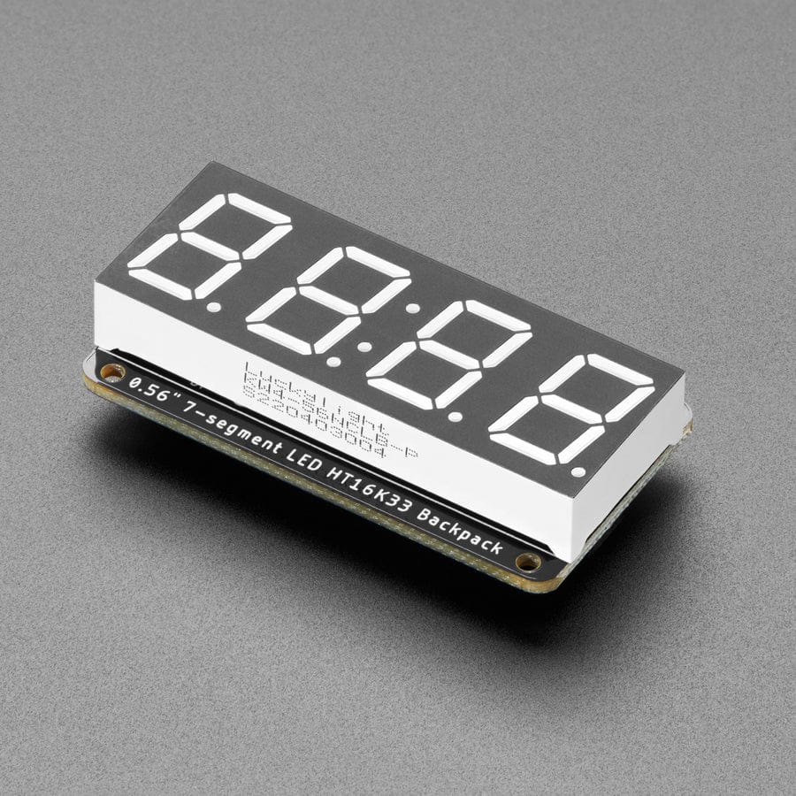 Assembled Adafruit 0.56" 4-Digit 7-Segment Display - w/ I2C Backpack QT - Yellow by Adafruit - The Pi Hut