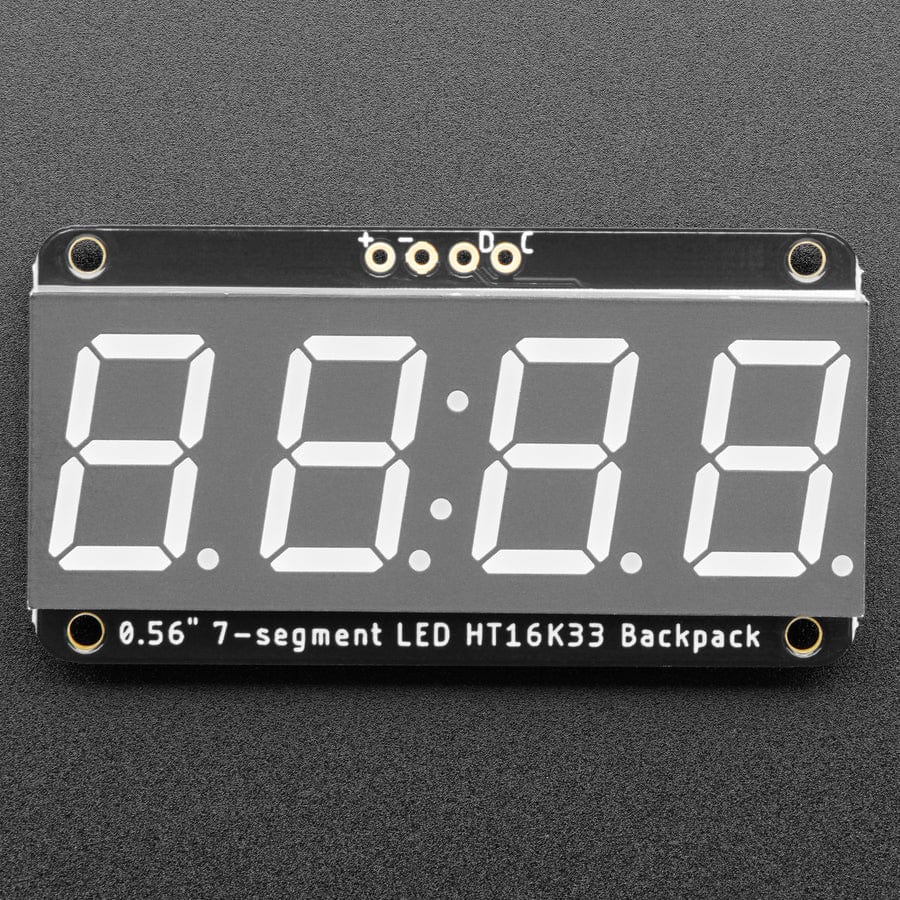 Assembled Adafruit 0.56" 4-Digit 7-Segment Display - w/ I2C Backpack QT - Yellow by Adafruit - The Pi Hut