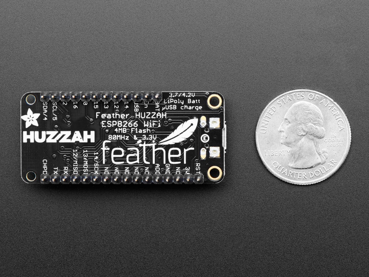 Assembled Adafruit Feather HUZZAH with ESP8266 With Headers - The Pi Hut