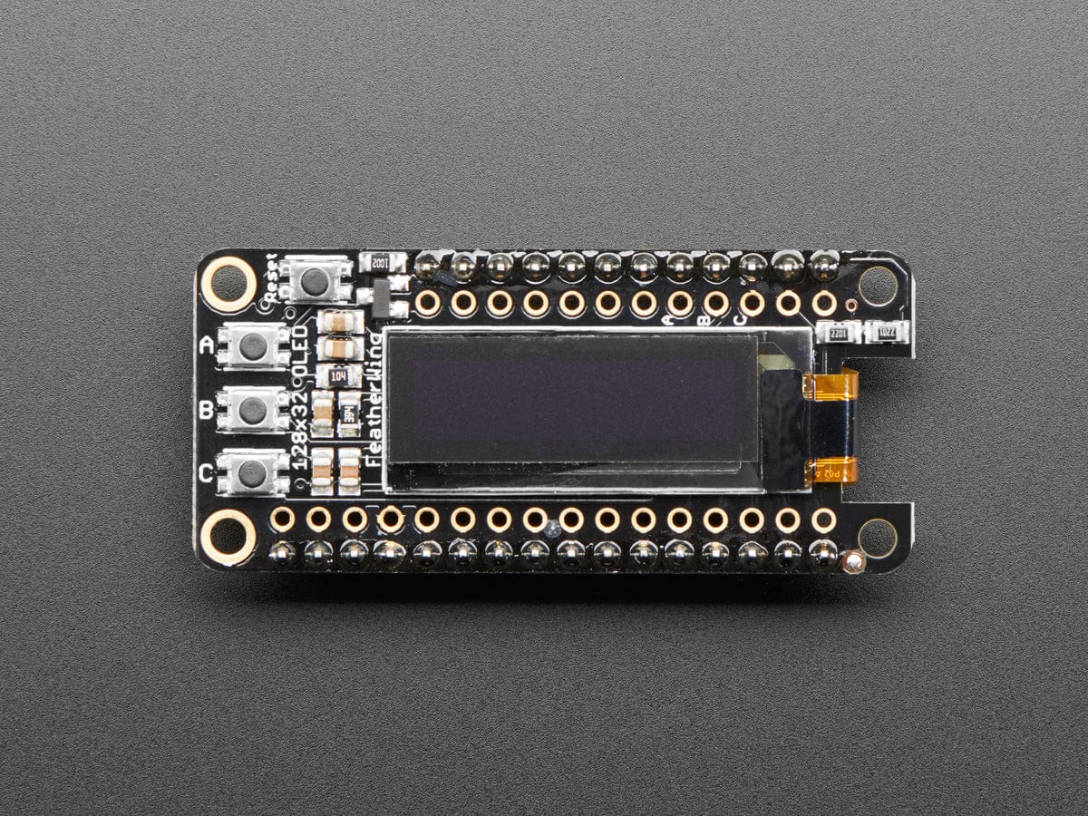 Assembled Adafruit FeatherWing OLED (128x32 OLED Add-on For Feather) by Adafruit - The Pi Hut
