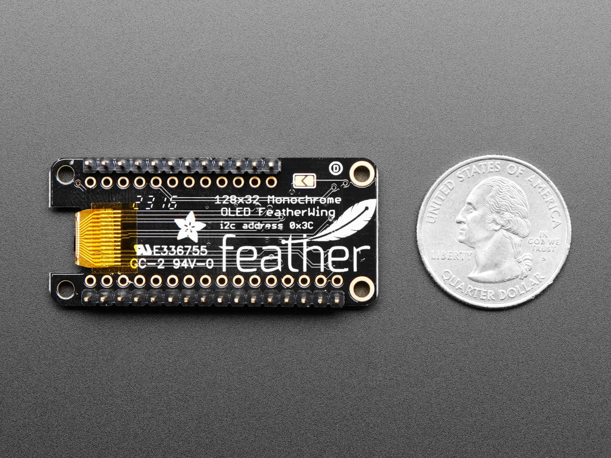 Assembled Adafruit FeatherWing OLED (128x32 OLED Add-on For Feather) by Adafruit - The Pi Hut