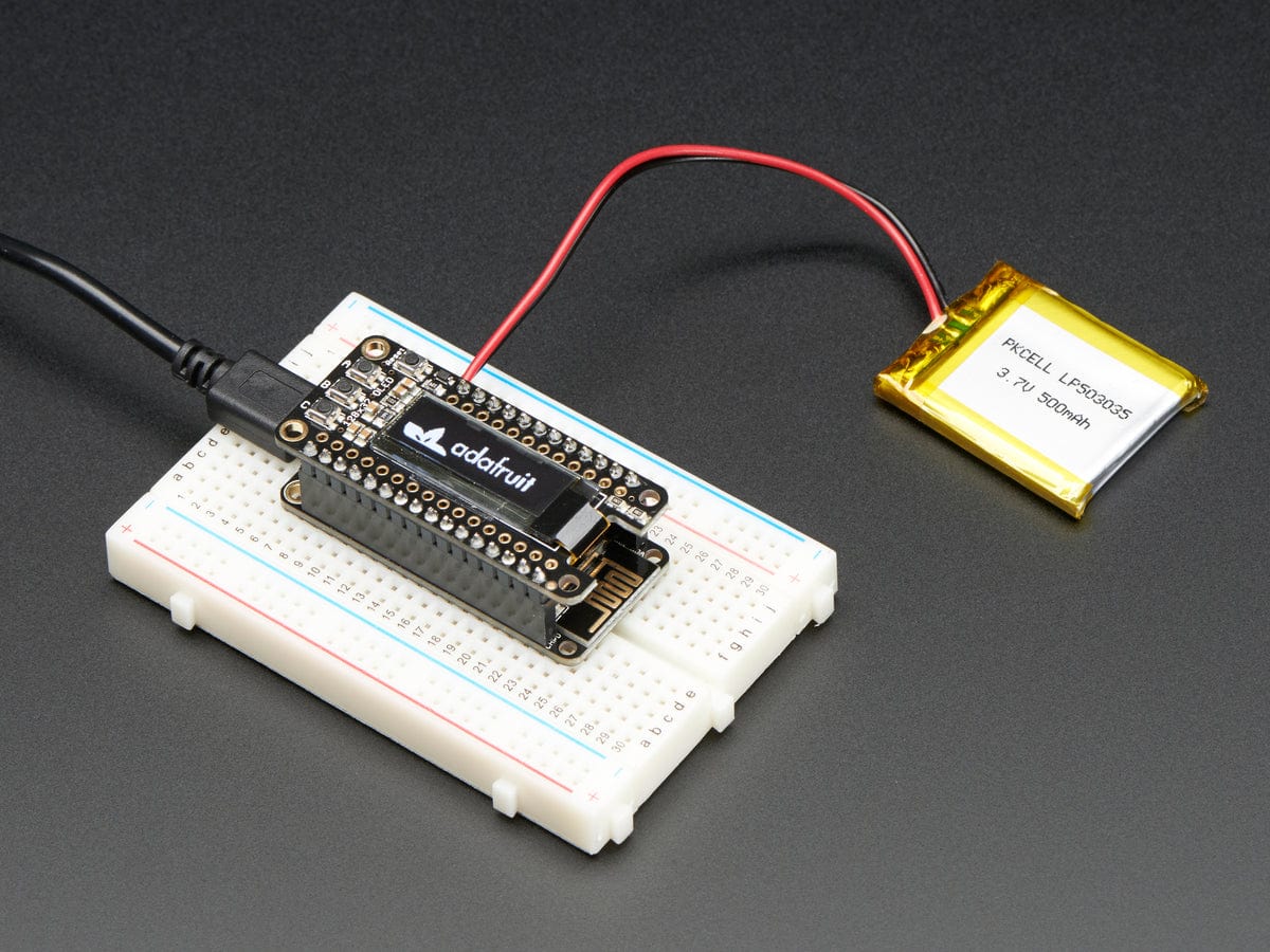 Assembled Adafruit FeatherWing OLED (128x32 OLED Add-on For Feather) by Adafruit - The Pi Hut