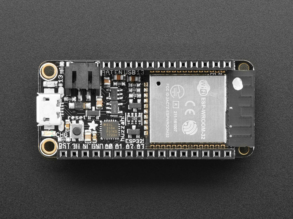 Assembled Adafruit HUZZAH32 – ESP32 Feather Board (with Stacking Headers) by Adafruit - The Pi Hut