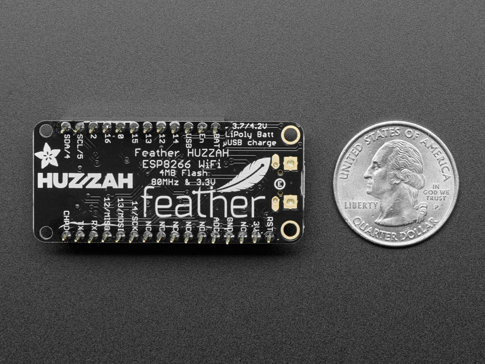 Assembled Feather HUZZAH w/ ESP8266 WiFi With Stacking Headers by Adafruit - The Pi Hut