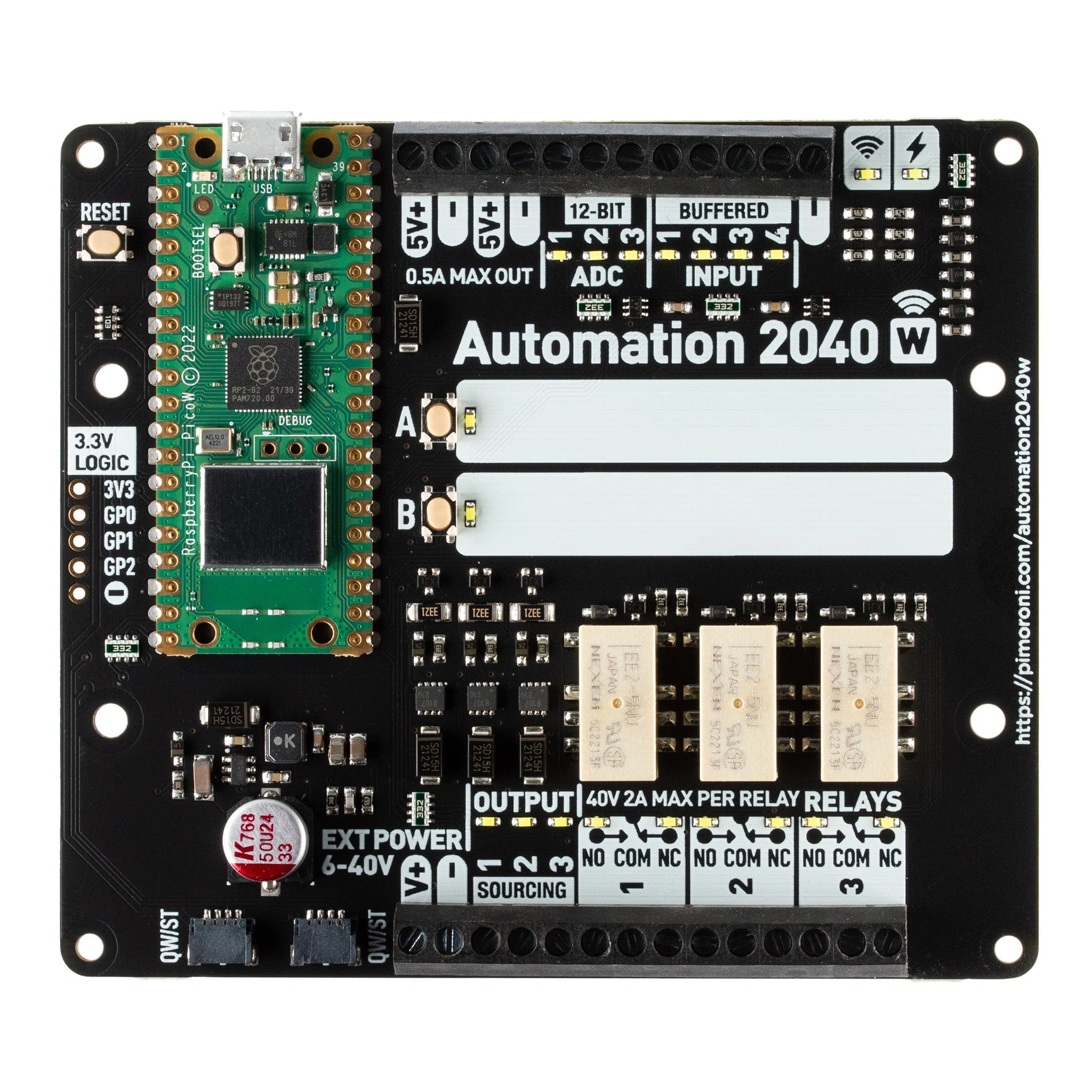 Automation 2040 W (Pico W Aboard) by Pimoroni - The Pi Hut