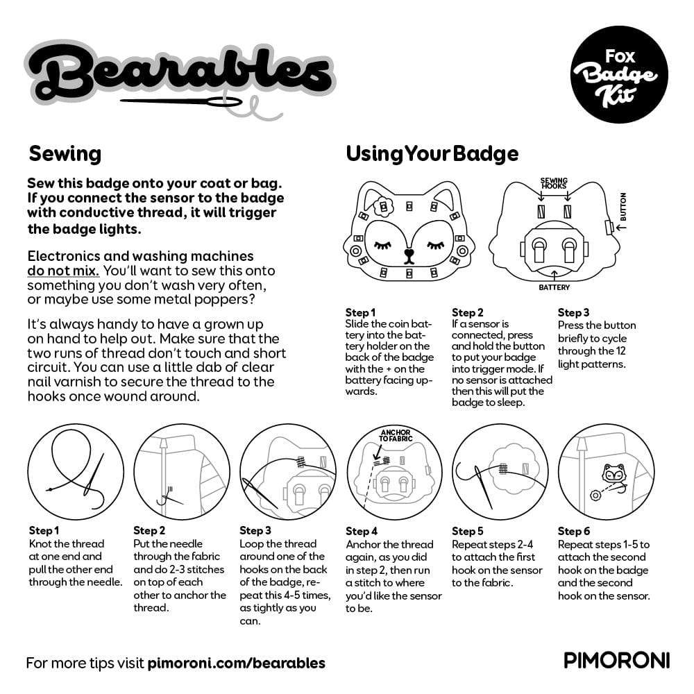 Bearables Fox Kit by Pimoroni - The Pi Hut