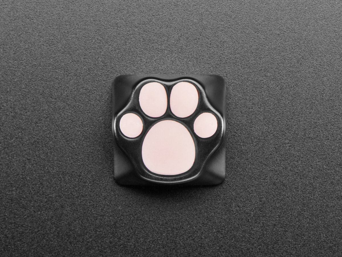 Black Aluminum Kitty Paw Keycap with Pink Silicone Toes by The Pi Hut - The Pi Hut