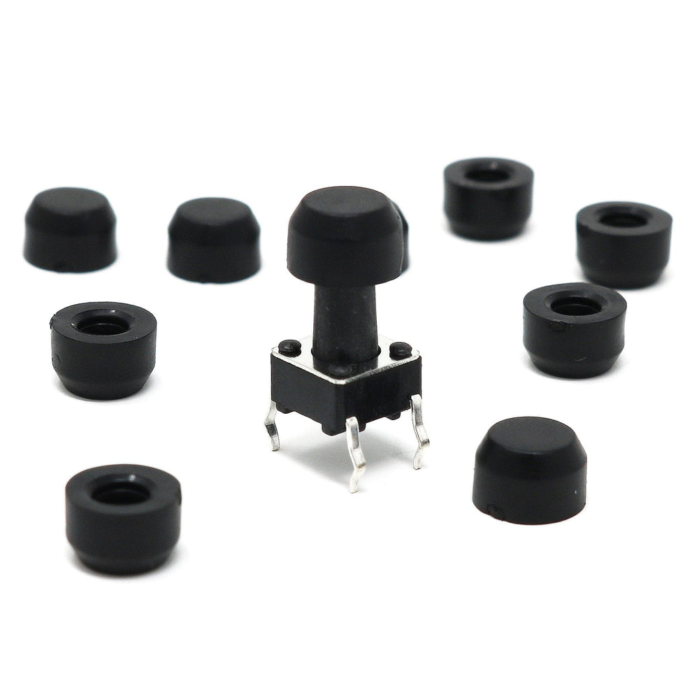 Black Soft Caps for Tactile Buttons (10-pack) by The Pi Hut - The Pi Hut