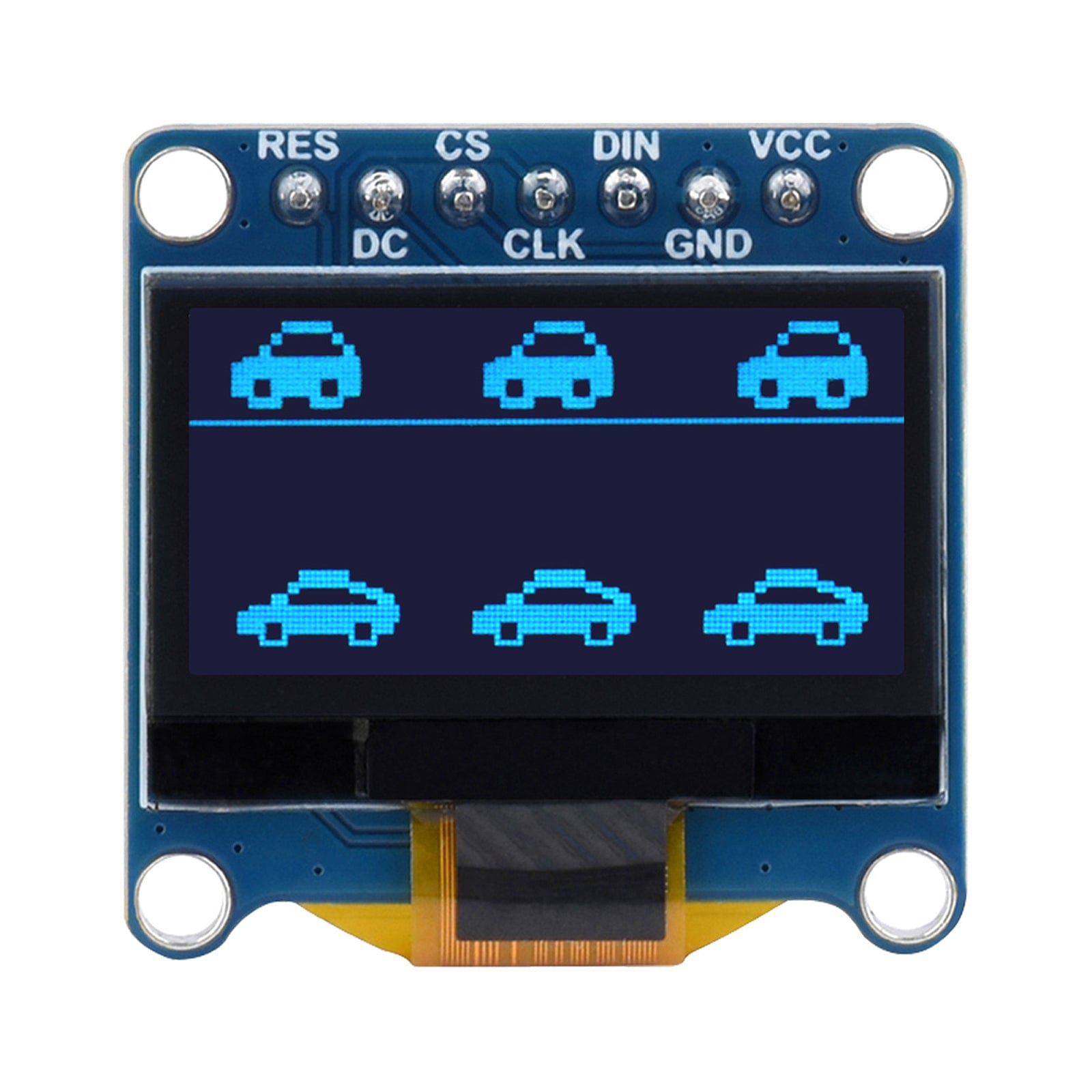 Blue 0.96" OLED Display Module (128x64) by Waveshare - The Pi Hut