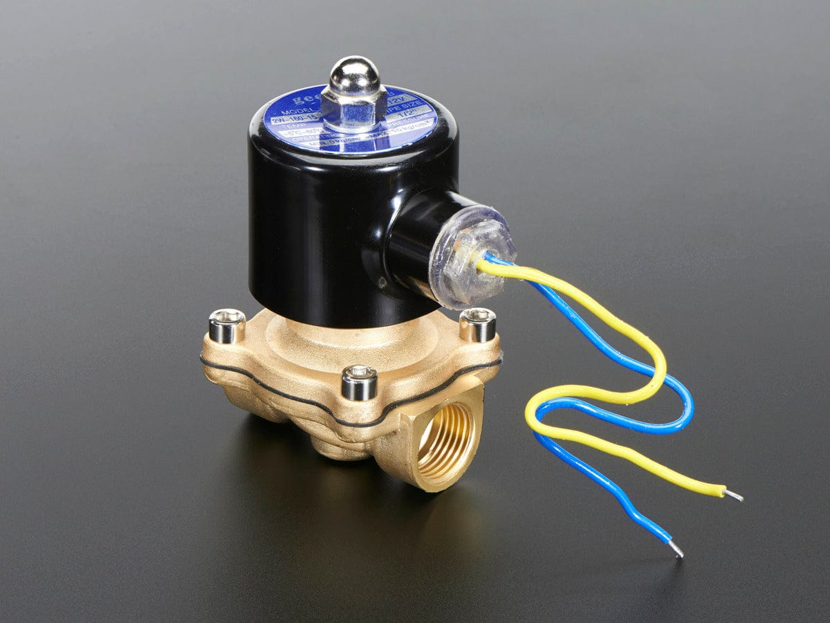 Brass Liquid Solenoid Valve - 12V - 1/2 NPS by The Pi Hut - The Pi Hut