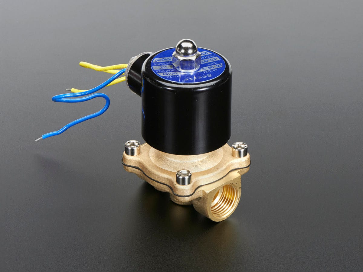 Brass Liquid Solenoid Valve - 12V - 1/2 NPS by The Pi Hut - The Pi Hut