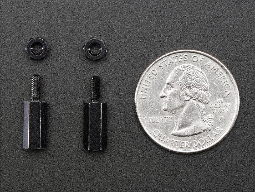 Brass M2.5 Standoffs for Pi HATs - Black Plated - Pack of 2 by The Pi Hut - The Pi Hut