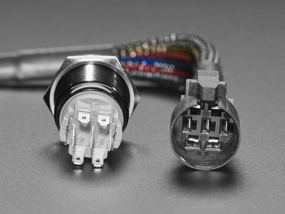 ChromaTek 19mm Rugged Latching Metal Pushbutton with NeoPixel (19-B-L-F1) - The Pi Hut