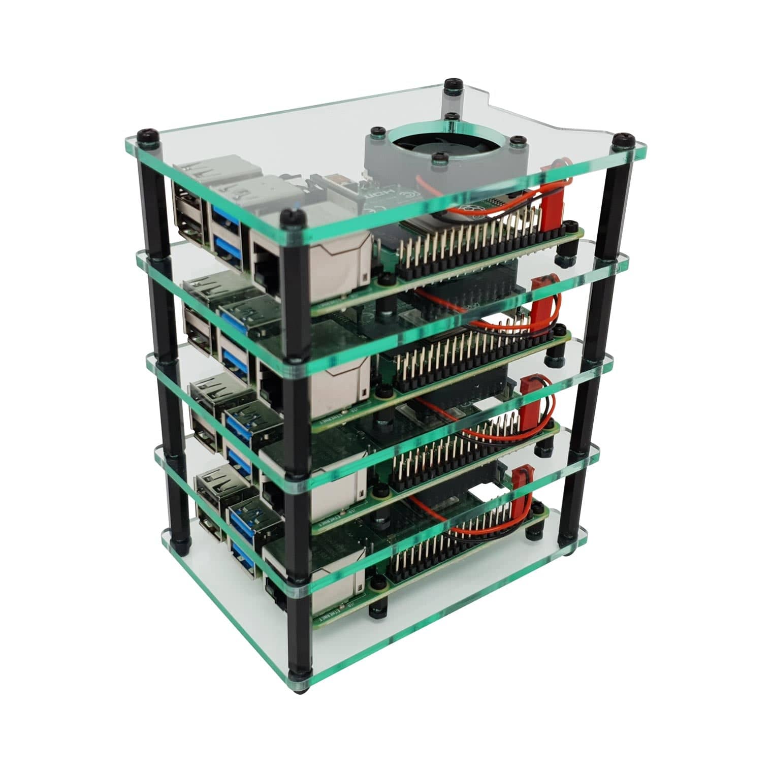 Cluster Case for Raspberry Pi (with Fans) by The Pi Hut - The Pi Hut