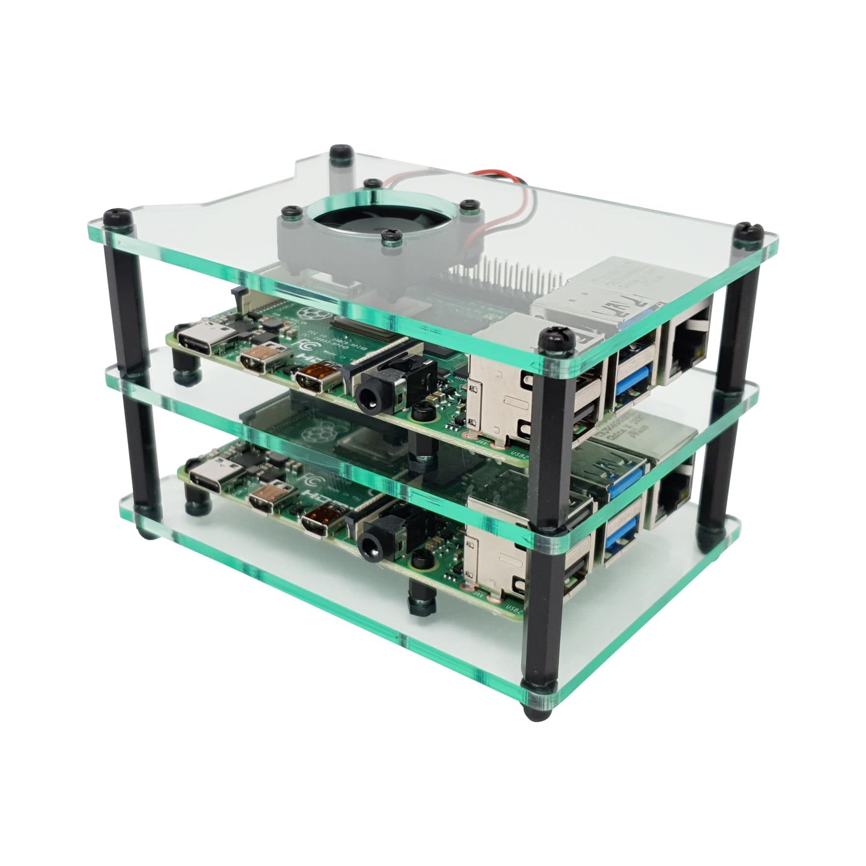 Cluster Case for Raspberry Pi (with Fans) by The Pi Hut - The Pi Hut