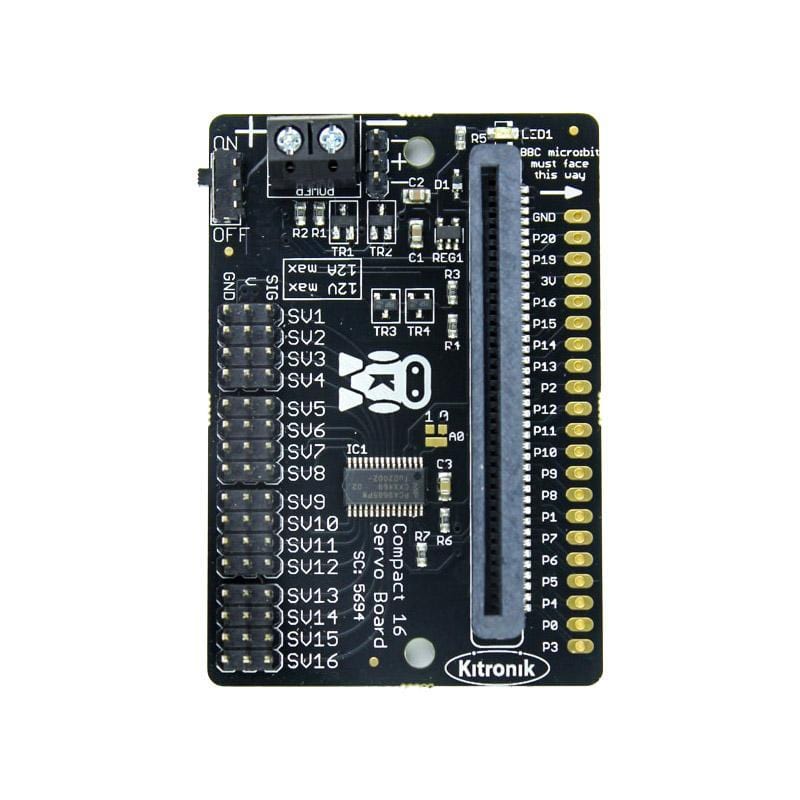 Compact 16 Servo Driver Board for the BBC micro:bit by Kitronik - The Pi Hut